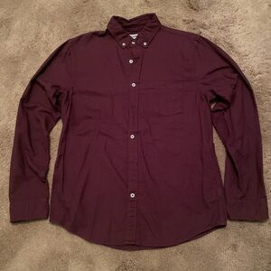 Express Men's Soft Wash Slim Fit Deep Burgundy Casual Shirt